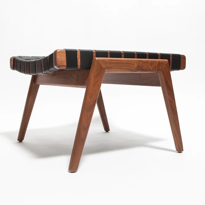 Woven Leather Ottoman - WO 22 — Smilow Design